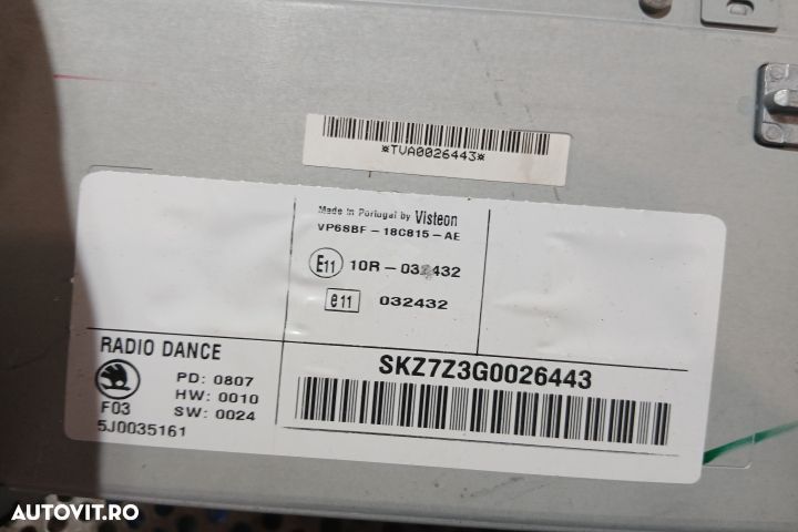 RADIO CD 10R-032432 10R-032432 Skoda Fabia 5J [2007 - 2010] Hatchback - 4