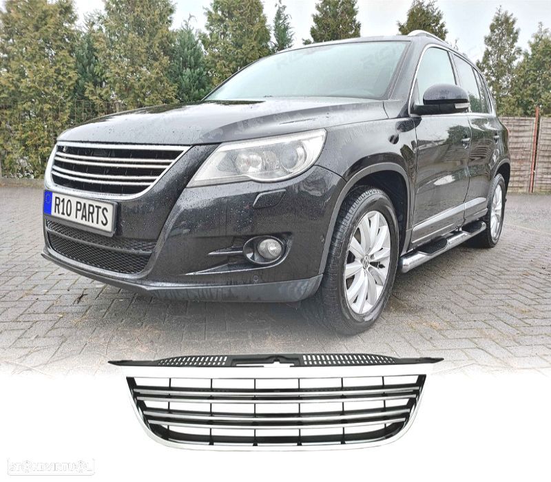 GRELHA FRONTAL VOLKSWAGEN VW TIGUAN 07-11 PRETA CROMADA - 1