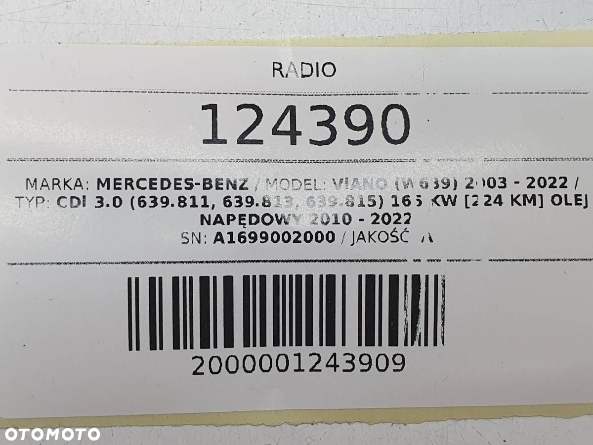 RADIO ODTWARZACZ CD MERCEDES W639 VIANO VITO A1699002000 - 11