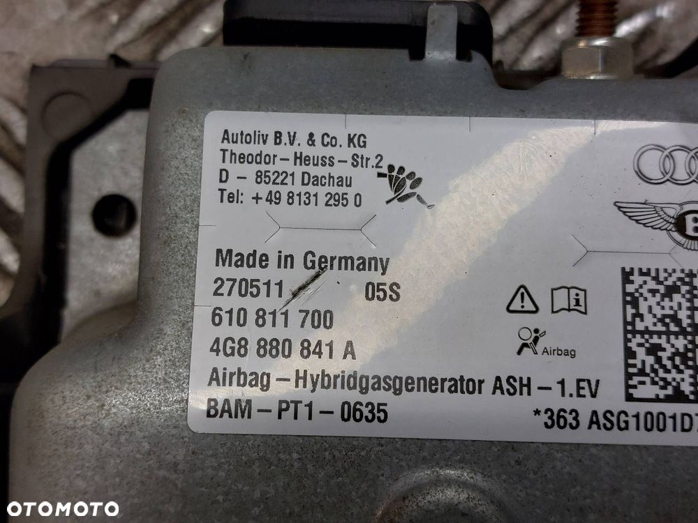ZESTAW AIRBAG KOKPIT POD HEAD UP PODUSZKI PASY AUDI A7 4G EU EUROPA - 6