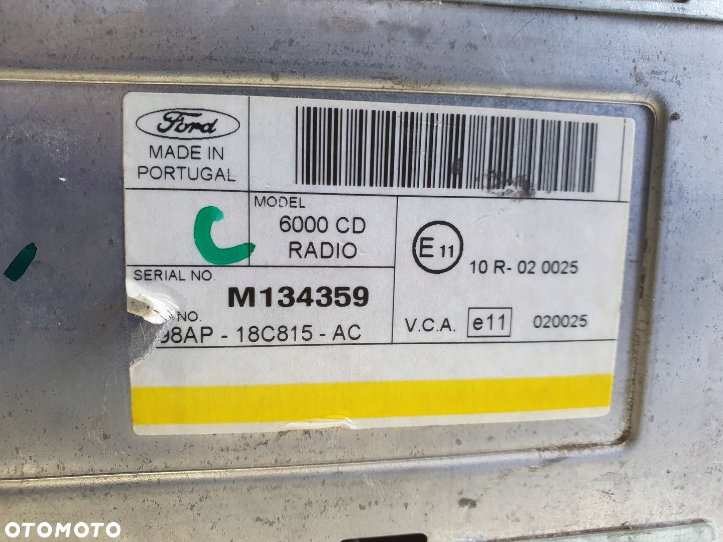 Ford Mondeo mk3 Galaxy RADIOODTWATRZACZ CD radio 6000CD 98AP-18C815-AC - 6