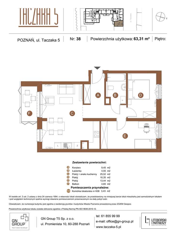 Taczaka 5 | apartament 3-pok. z widokiem na zielone patio | B/2/11 - Pełny obrazek: 4/25
