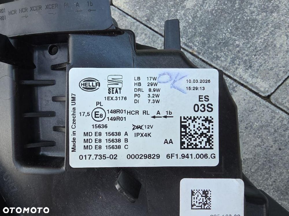 SEAT IBIZA 5 V ARONA 6F1 LIFT Lampa prawa przód Full Led Basic 6F1941006G - 11