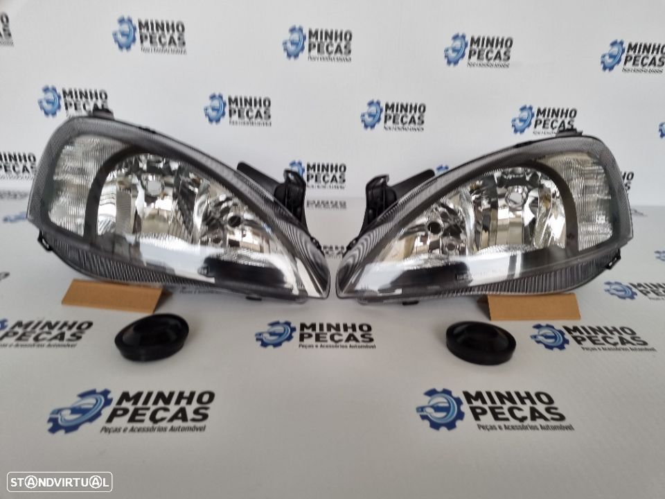 Faróis Opel Corsa C Fundo Preto - 1