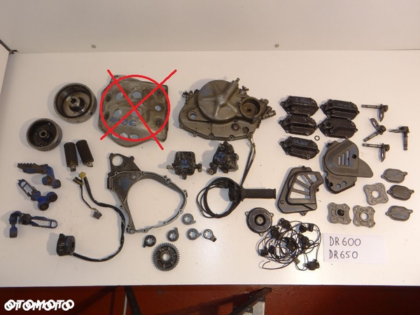 DR 600 650 pokrywa dekiel silnika sprzęgła, osłona ramy, podnóżek, koło magnesowe, zacisk hamulca, czujnik luzu