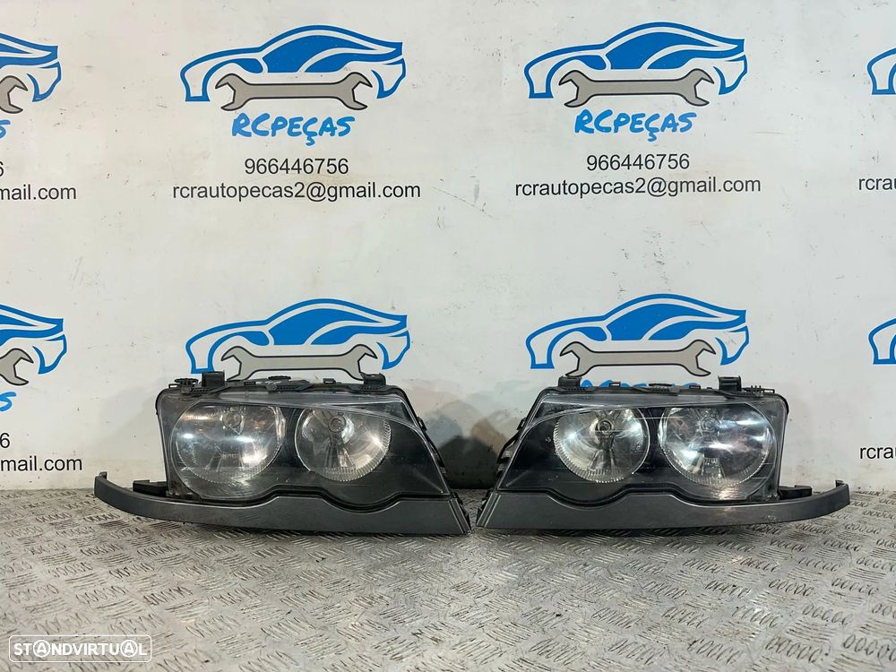 .Conjunto Oticas Farois Frontal Frente Esquerda Direita Halogenio Original BMW Serie 3 E46 Coupe Cabrio 7 165 906 7 165 905 1997 - 2006 - 2