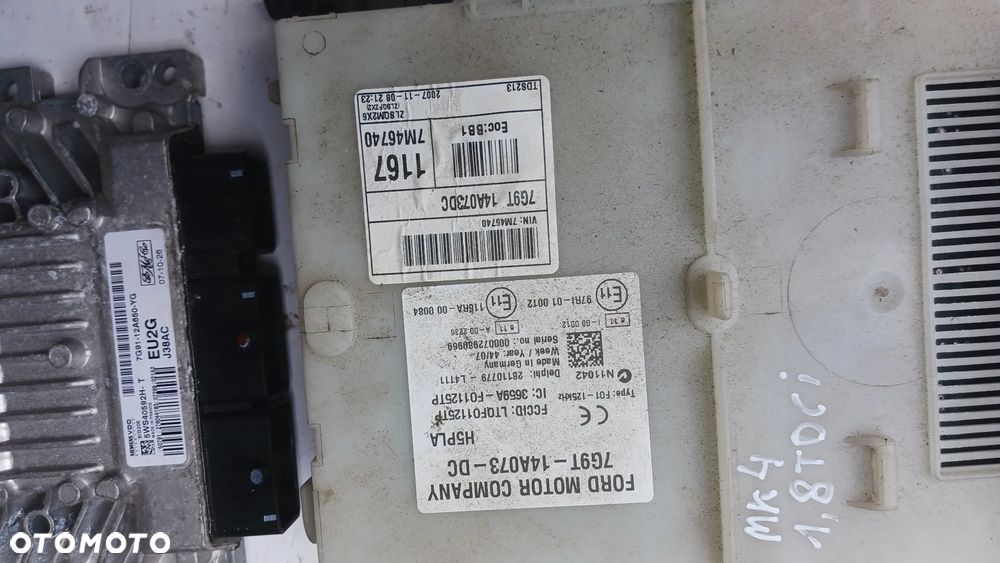 Zestaw startowy silnika Ford Mondeo Mk4 1,8 Tdci 2.0 D 7G91-12A650-YG 5WS40592H-T sterownik silnika stacyjka wkładka kluczyk - 3