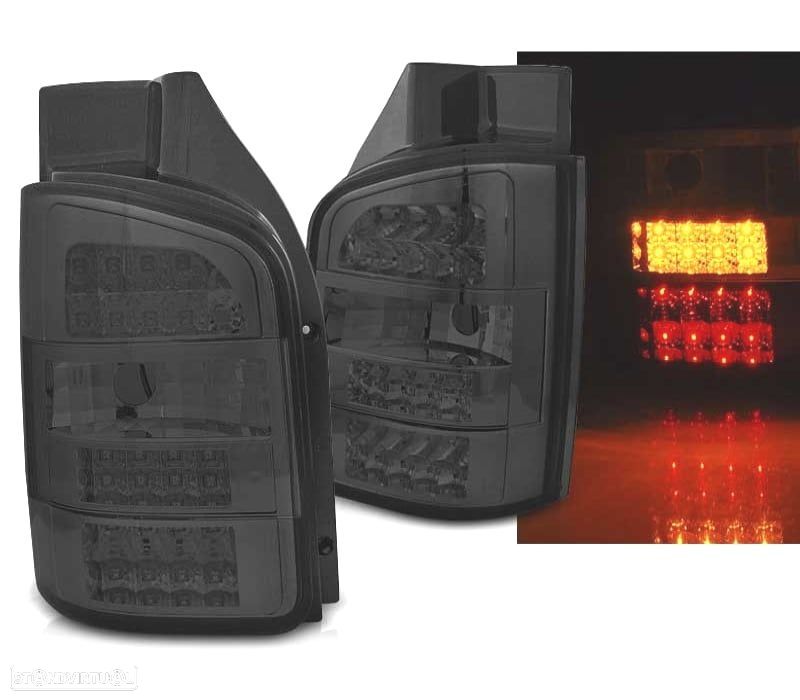 FAROLINS TRASEIROS LED VOLKSWAGEN VW T5 2P 03-09 LOOK TUNING FUNDO PRETO ESCURECIDOS - 5