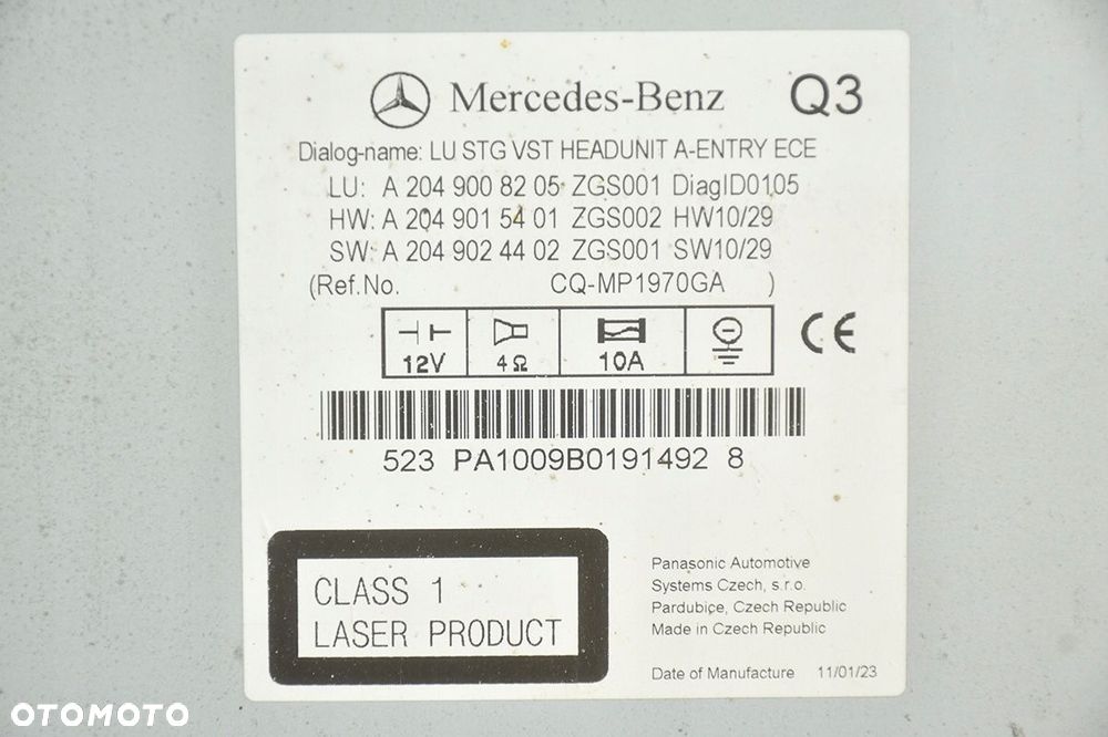 radio cd nawigacja * mercedes c w204 a2049008205 - 5