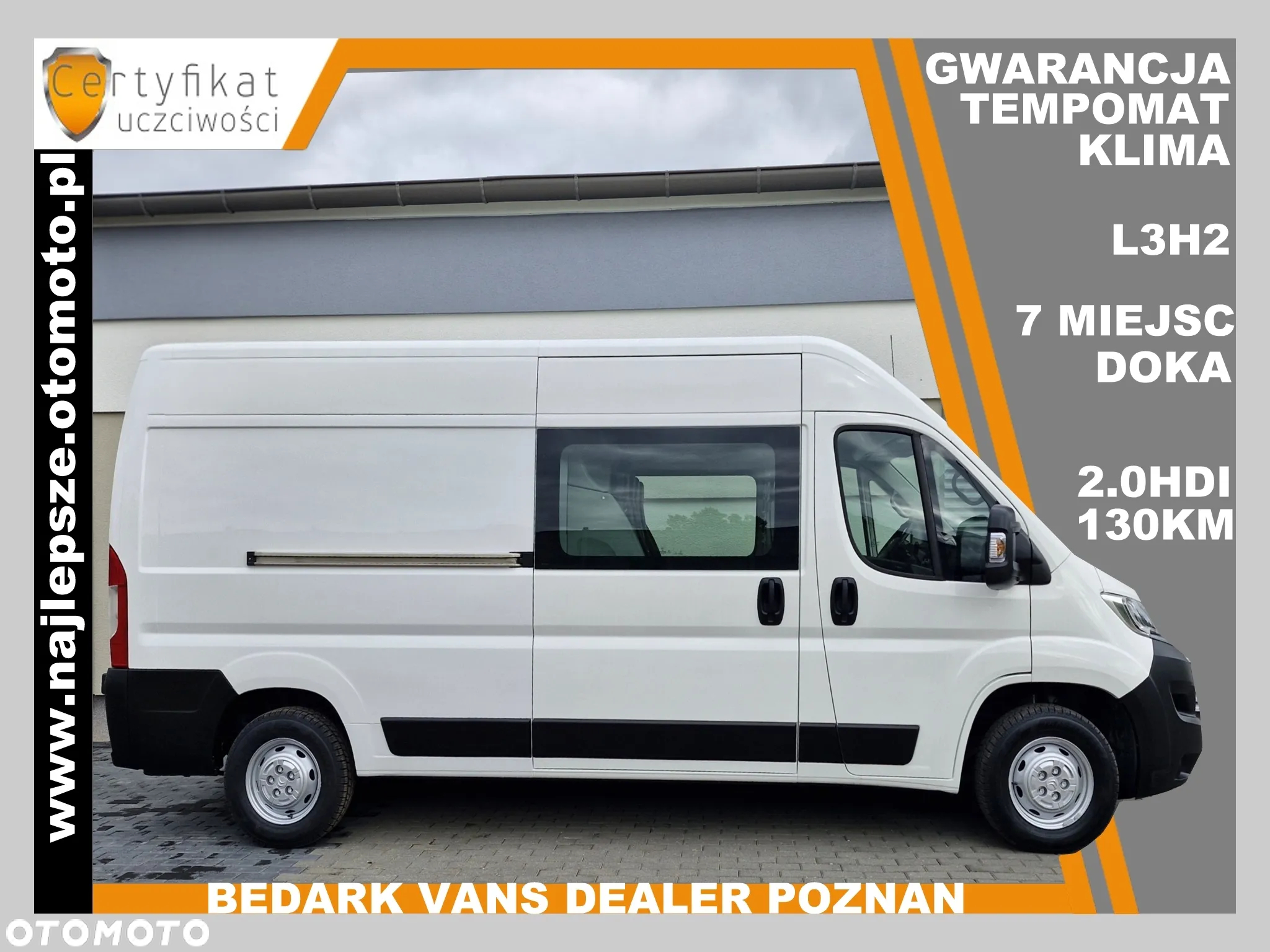Peugeot Boxer L3H2, BRYGADÓWKA, 7 miejsc, DOKA, tempomat, klima, - 2