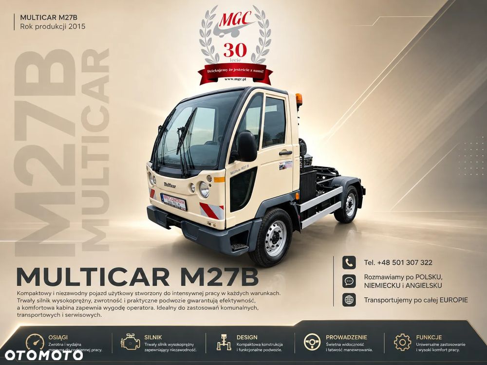 Multicar M27 B / 4X4 / RAMA DO ZABUDOWY / BRAK RDZY / SERWISOWANY / NOŚNIK URZĄDZEŃ / SILNIK VW 2.0 TDi / 90 KM/H / WOM - 2