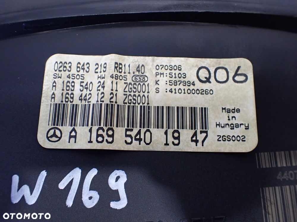 LICZNIK MERCEDES W169 A160 A1695401947 - 5