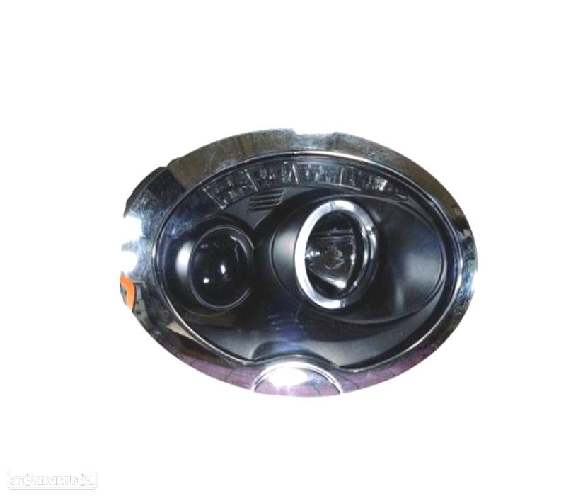 FARÓIS COM LUZ DIURNA LED MINI COOPER R50 R52 R53 01-06 FUNDO PRETO - 1