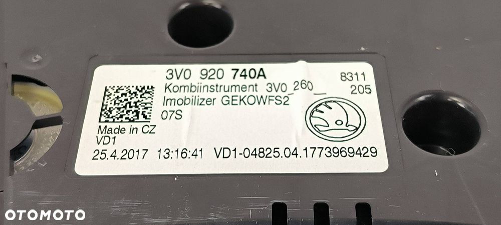 LICZNIK ZEGAR SKODA SUPERB III 3V0920740A - 6