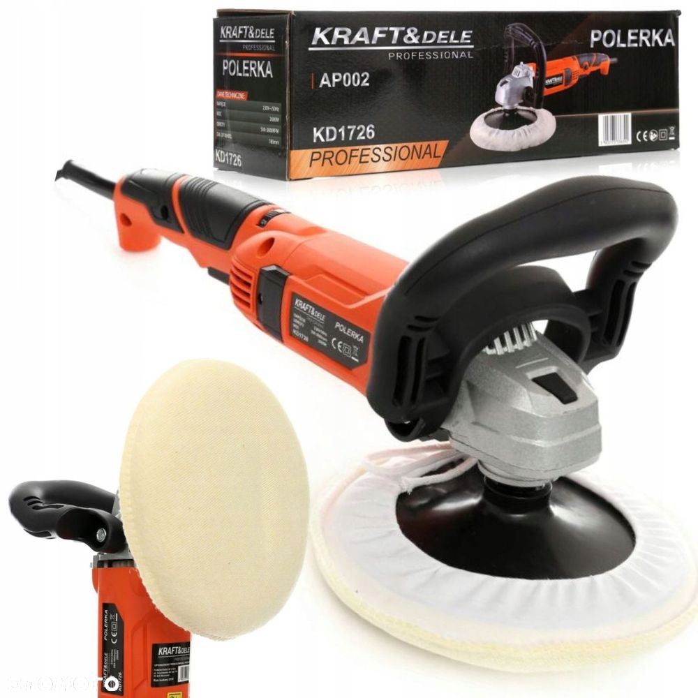 POLERKA ELEKTRYCZNA SAMOCHODOWA OBROTOWA Z REGULACJA 2600W MOCNA KD1726 - 14