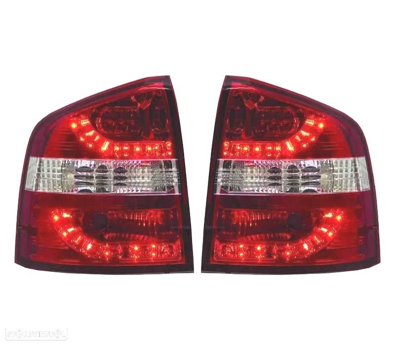 FAROLINS TRASEIROS LED SKODA OCTAVIA KOMBI 05-13 VERMELHO BRANCO - 1