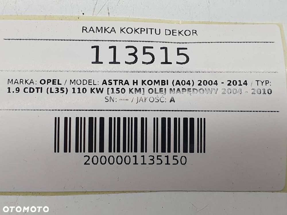 KRATKA KRATKI NAWIEWU RAMKA RADIA START STOP OPEL ASTRA H 331985437 - 10
