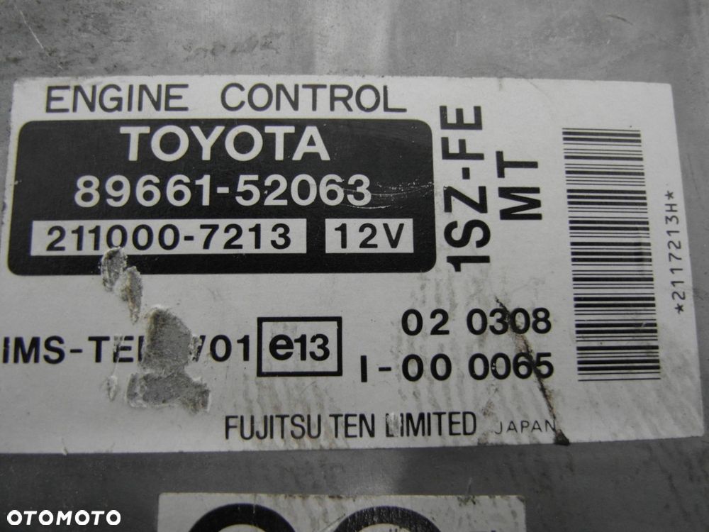 STEROWNIK TOYOTA YARIS I 1.0 VVT- i 8966152063 2110007213 - 4