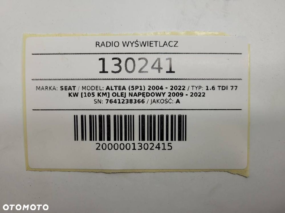 RADIO ODTWARZACZ CD SEAT ALTEA LIFT LEON 5P0035186B - 15