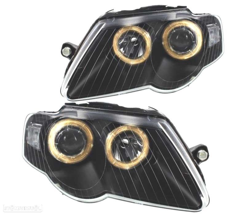 FARÓIS VOLKSWAGEN VW PASSAT 3C 05-10 ANGEL EYES FUNDO NEGRO - 1