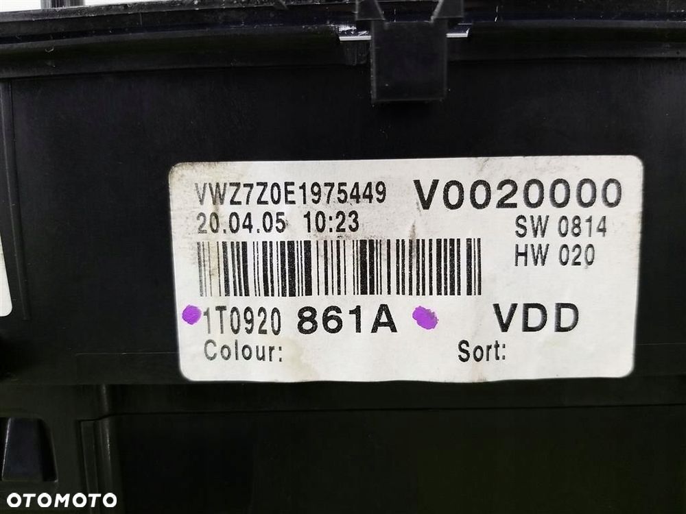 Licznik ZEGARY VW Touran I 2003-2010 1.9TDI 105 KM 1T0920861A 353TYŚ - 4