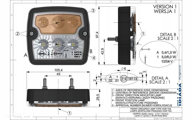 LAMPA ZESPOLONA PRZEDNIA LED Z KIERUNKOWSKAZEM 12/24V UNIWERSALNA - 2