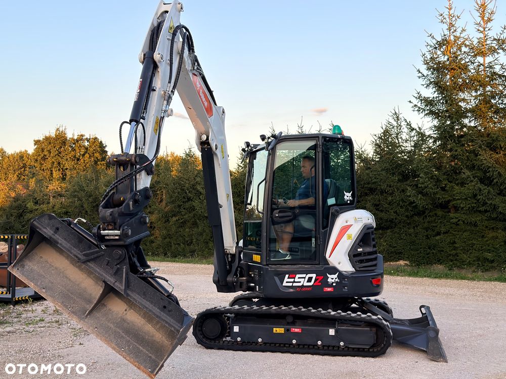Bobcat Minikoparka Bobcat e50Z 5ton e55 e60 Cat 303.5 304  305 3xłyżki Ramię LOONG dodatkowe linie hydr wyjścia AUX1 + 2 przeciw waga MAX-dociążenie gąsienice 85% od nowości 1 właściciel z Niemiec Auto IDLEE po serwisie Widły wiertnica grabie i inne za dopłatą Szybkozłącze hydr Miller łyżka przedsiębierna Pług  Kubota Takeuchi Jcb - 14