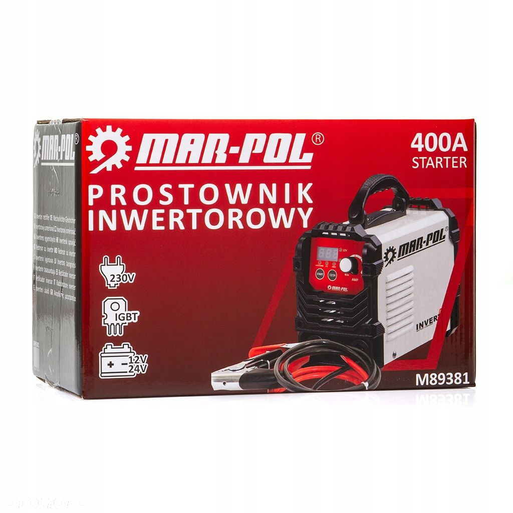 PROSTOWNIK INWERTOROWY 12V 24V ROZRUCH ŁADOWANIE AKUMULATORÓW 400A M89381 - 12