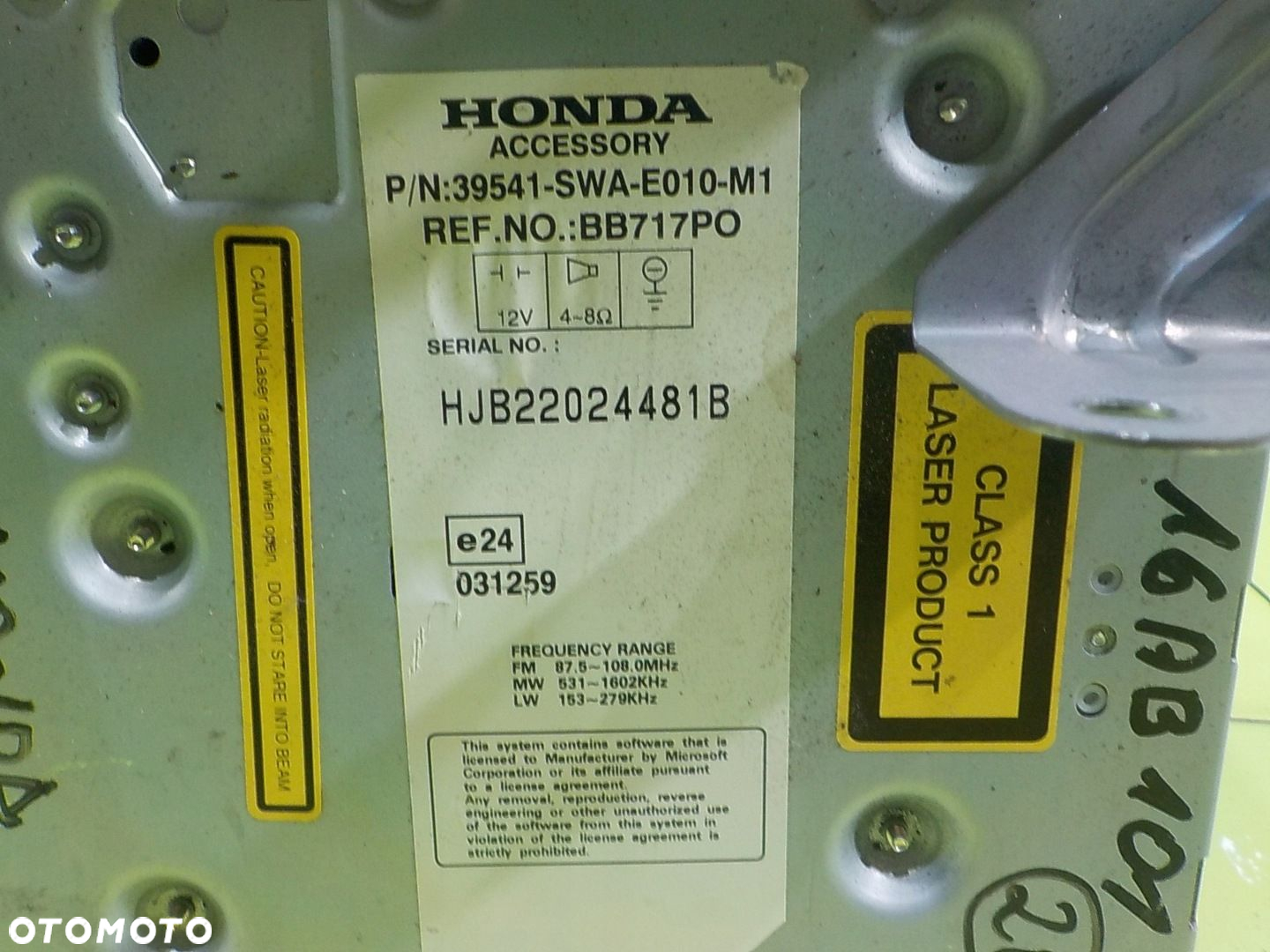 HONDA CRV III 2.2 I-CTDI 07r 5D radio 39541-SWAE010-M1 - 5