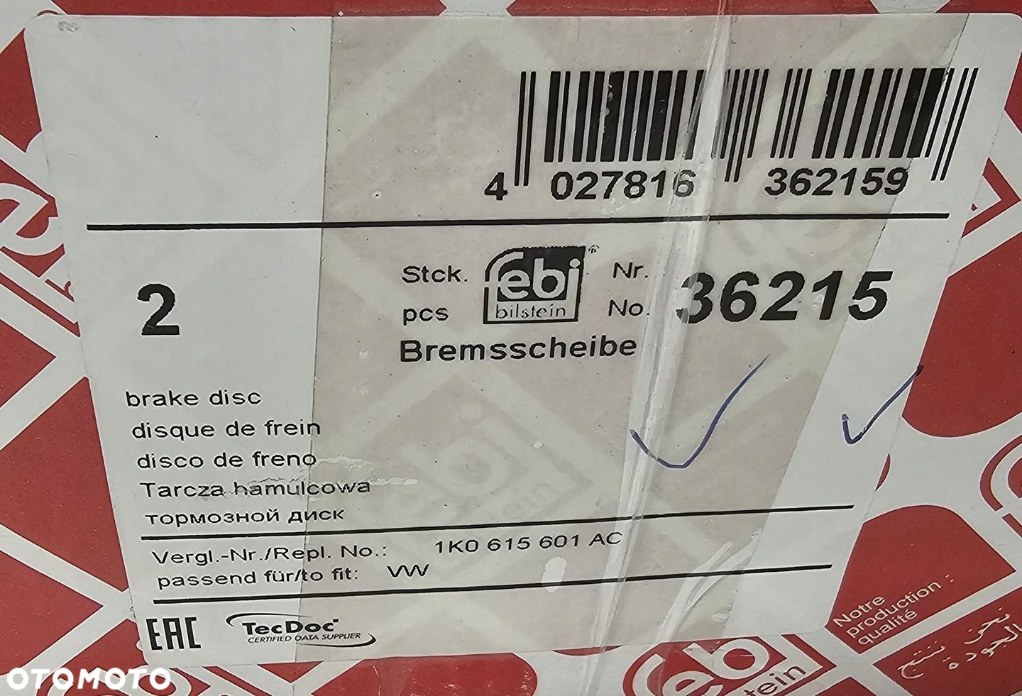 2x NOWA TARCZA HAMULCOWA TYŁ VOLKSWAGEN / SEAT / SKODA / AUDI - 36215 - 2