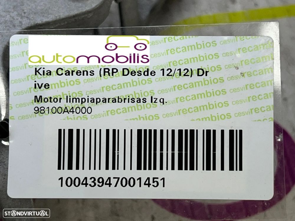 Limpa Vidros Esquerdo KIA CARENS IV REf.  98110A4000 - 0390248011 - NO. 340075 - 5