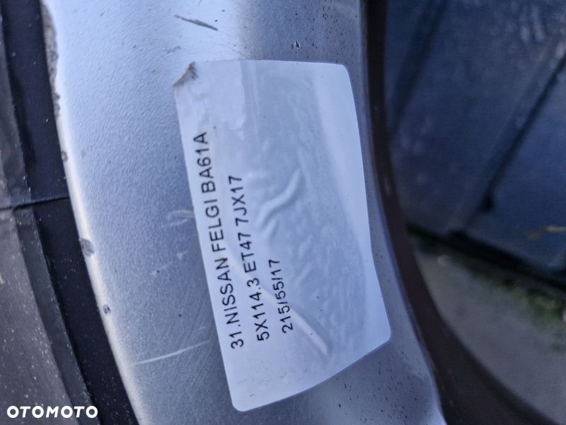 NISSAN QASHQAI 2 II J11 FELGI ALUMINIOWE ALUFELGI 17 7J 5x114.3 ET47 SP39 BA61A - 4