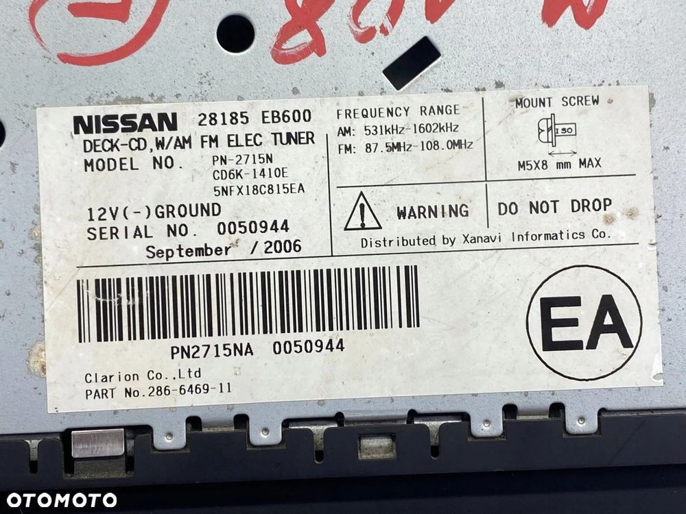 RADIO ZMIENIARKA CD NISSAN PATHFINDER R51 NAVARA D40 28185EB600 OE - 10