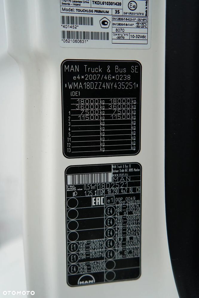 MAN TGM / 18.290 / EURO 6 / CHŁODNIA + WINDA / ŁAD. 8800 KG / 18 PALET - 11