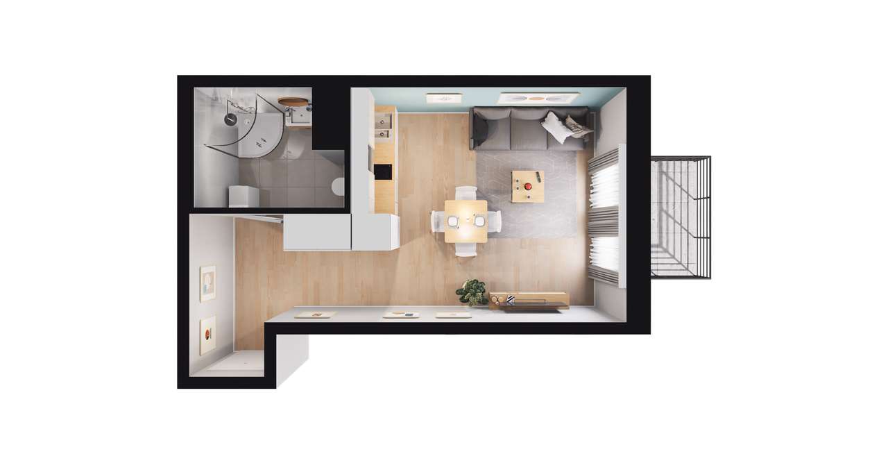 1-pokojowe mieszkanie 26m2 + balkon Bez Prowizji - Pełny obrazek: 3/17