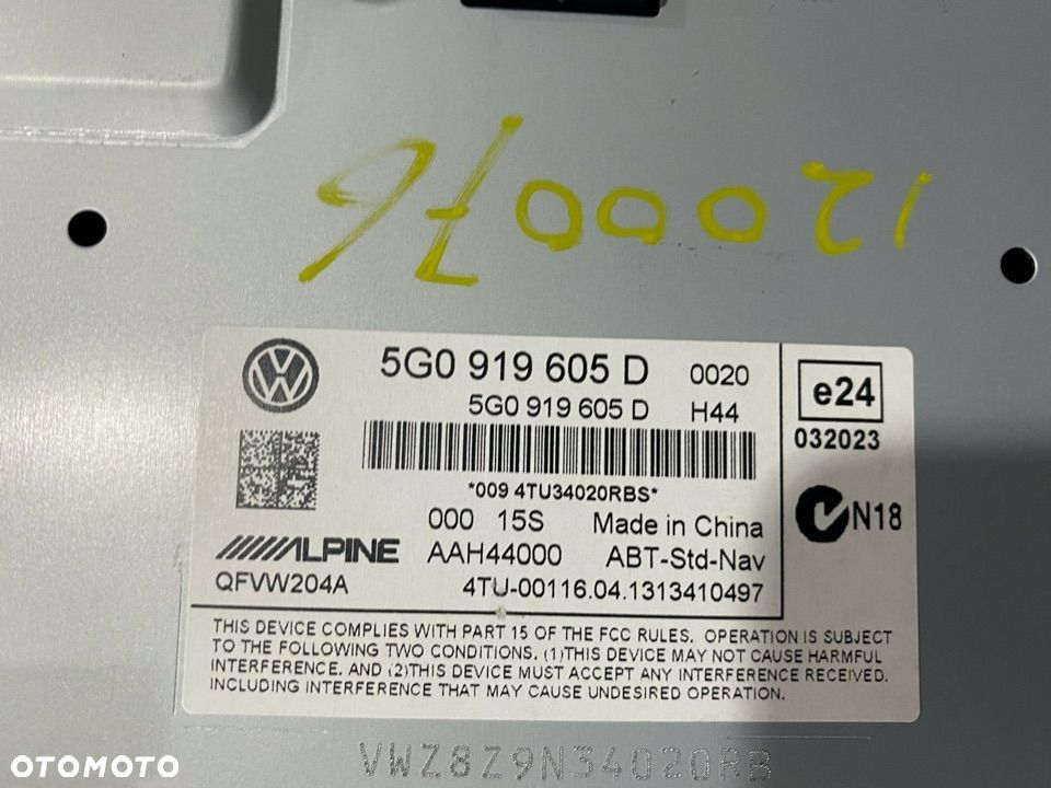 GOLF VW NAWIGACJA WYŚWIETLACZ 5G0035845A 5G0919605D - 5
