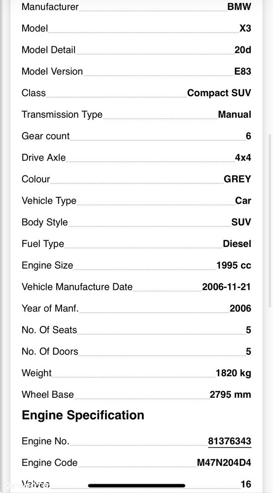 BMW X3 E83 skrzynia biegow 2.0 D 150 KM M47 manual 6B XDrive - 6