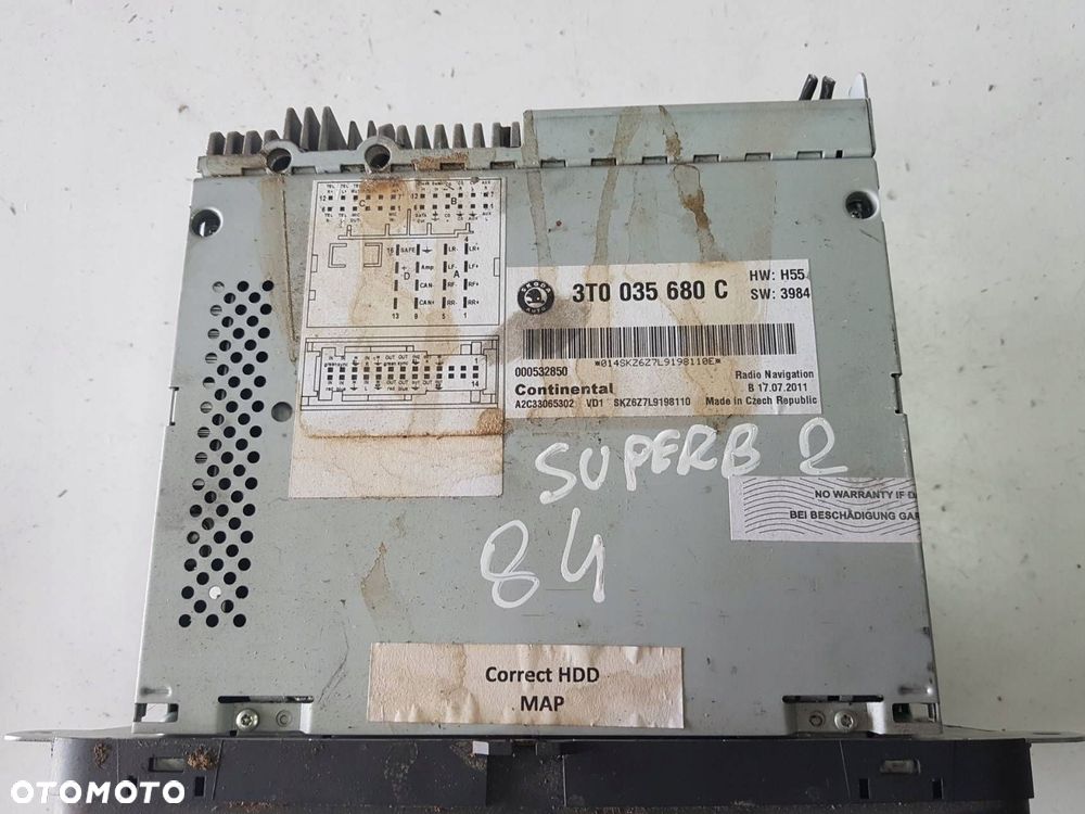 SKODA SUPERB 2 II 3T 08-15r RADIO NAWIGACJA 3T0035680C - 3