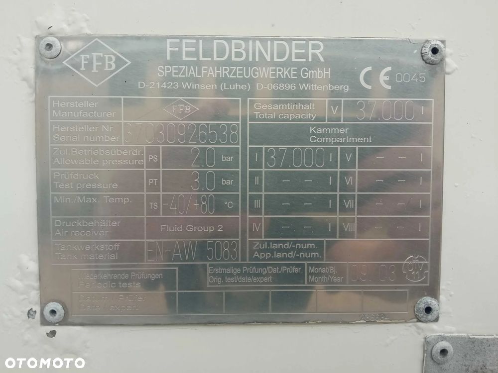 Feldbinder EUT 37.3 37.000 L SAF ALUFELGI TDT/TÜV 05.2027 Spitzer Omeps - 12