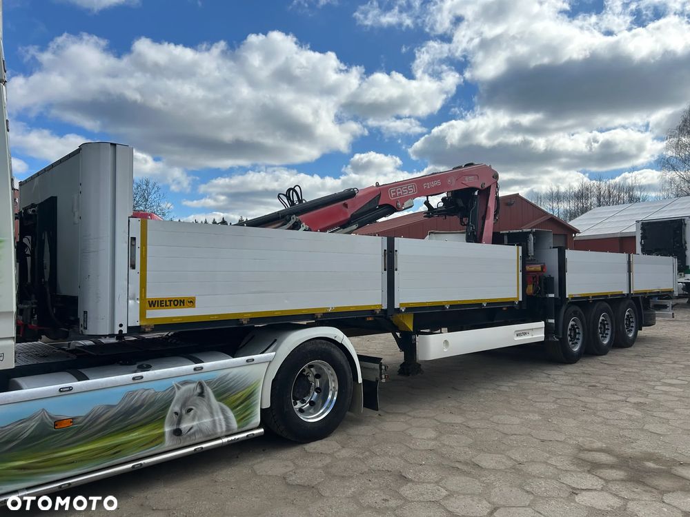 Wielton BURTOWA + HDS DŹWIG FASSI F215AS / BURTA 80 CM WYSOKIE / OŚ PODNOSZONA / OSIE SAF / PODPORY HYDRAULICZNE / IDEALNA DO BUDOWLANKI !! - 1