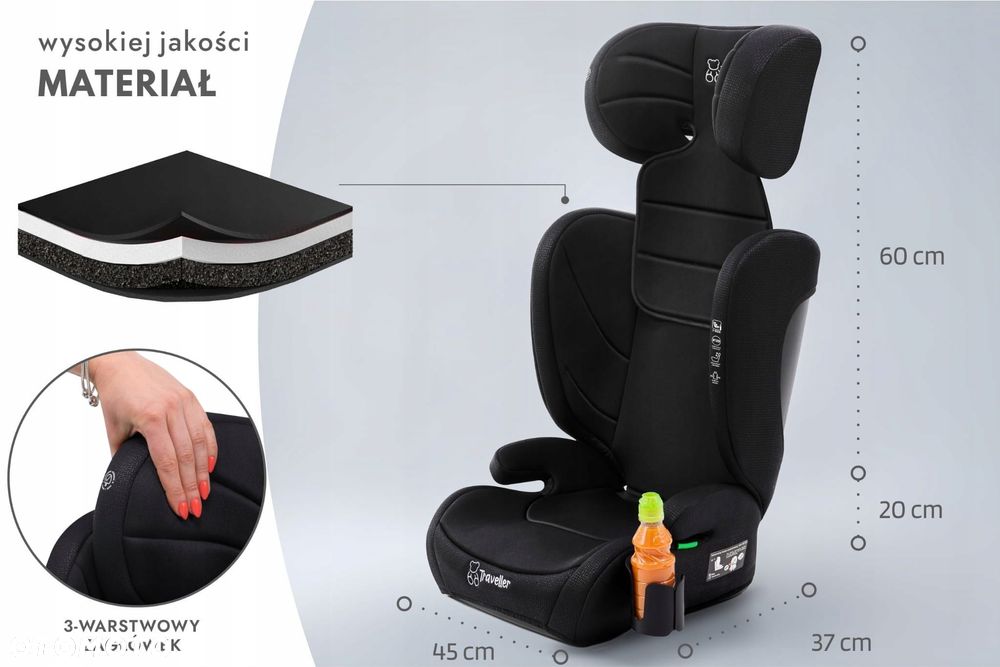 fotelik samochodowy 2w1 podstawka 15-36kg duży 100-150cm i-size +organ - 7