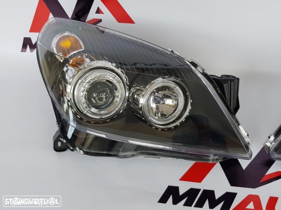 Faróis Angel Eyes Opel Astra H Fundo Preto - 4