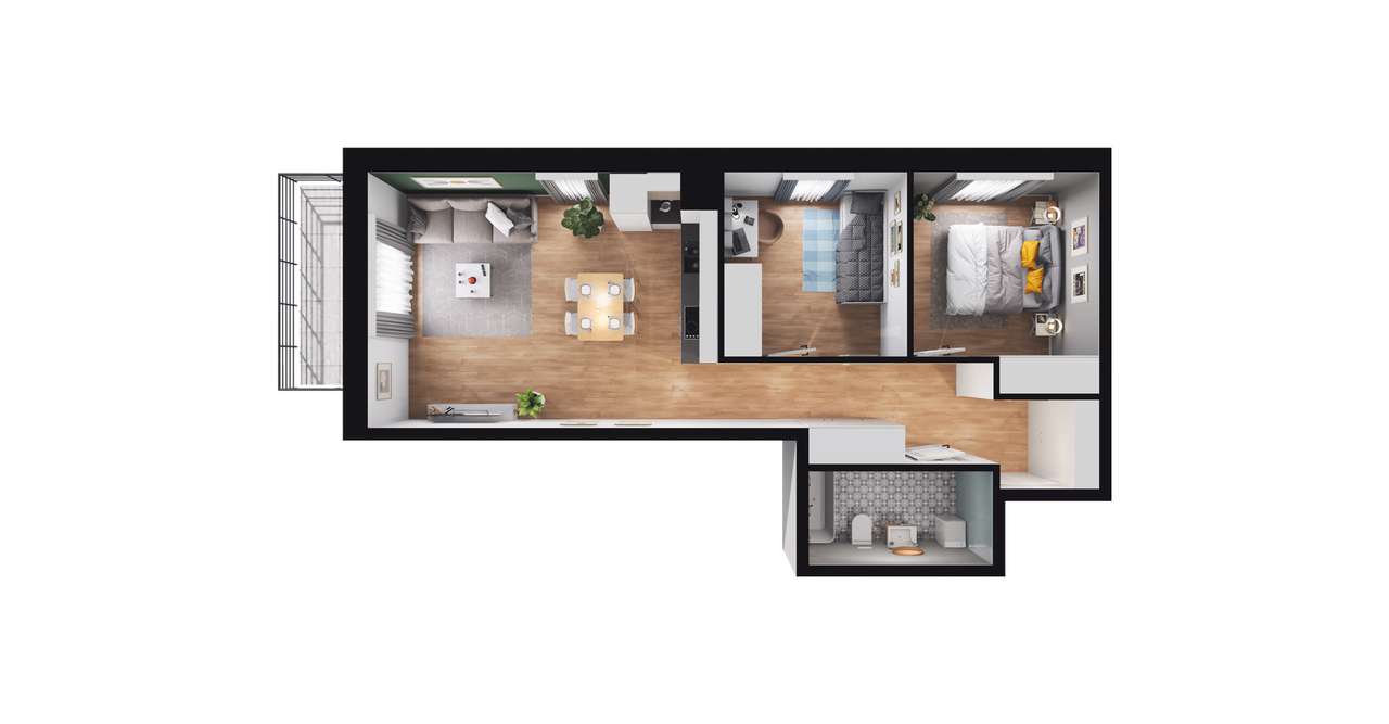 3-pokojowe mieszkanie 56m2 + balkon - Pełny obrazek: 3/19