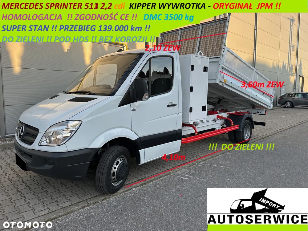 Mercedes-Benz SPRINTER 513 2,2 CDI  Kipper Wywrotka ORYGINAŁ do Zieleni - 1