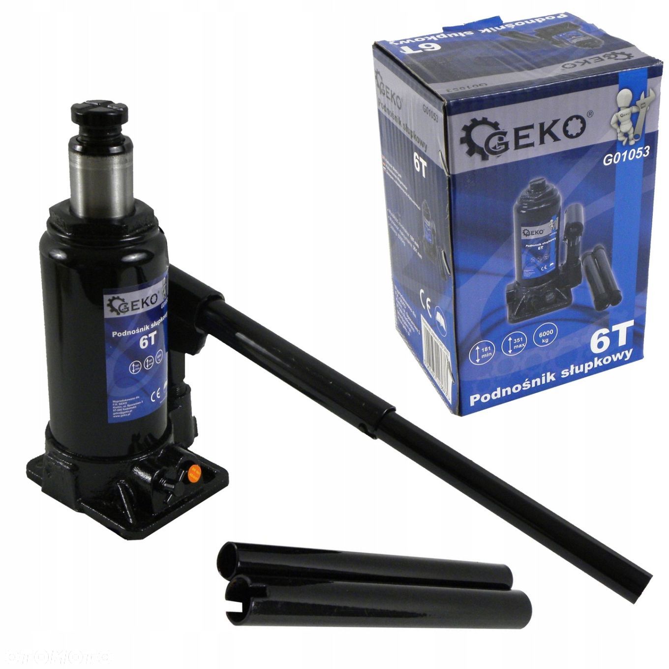 PODNOŚNIK LEWAREK HYDRAULICZNY BUTELKOWY SŁUPKOWY 6T GEKO G01053 - 1
