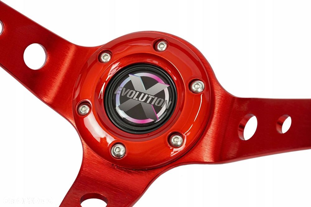 Sportowa Kierownica EVO 350MM odsadzenie 80mm CZERWONA RED drift - 2