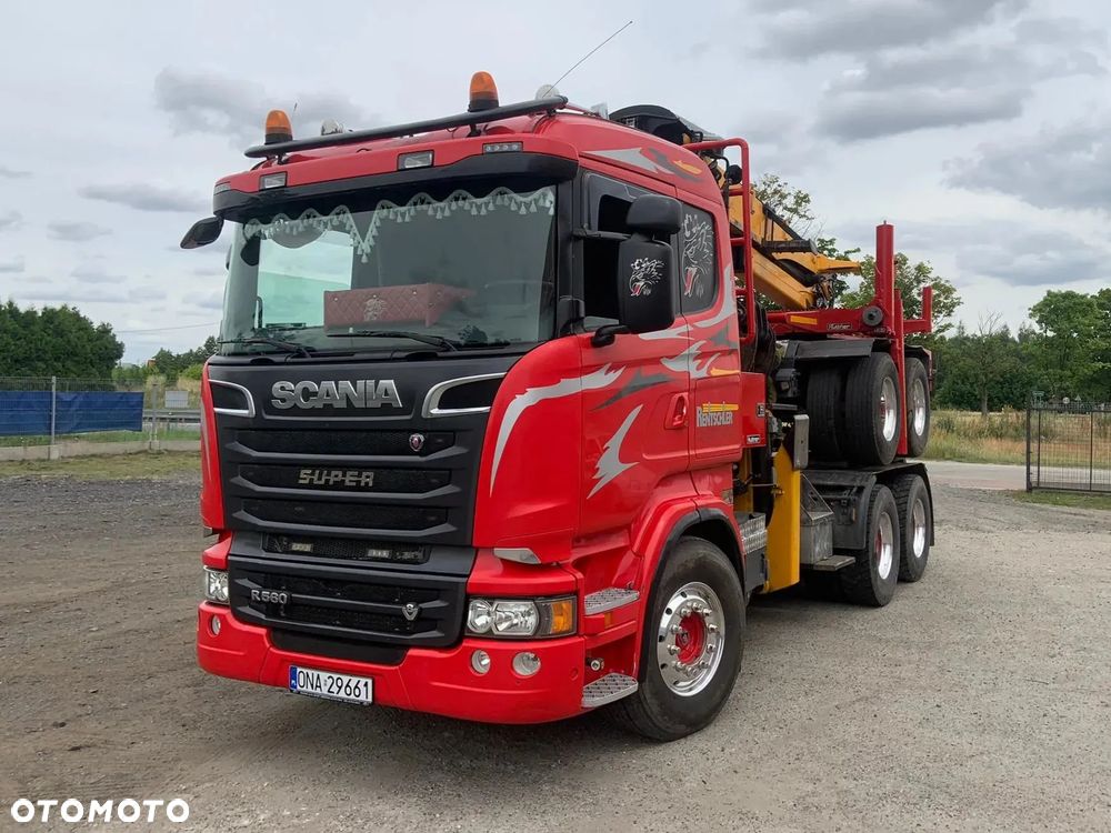 Scania R580 V8 2016r Scania R560 V8 2014r Scania R500 V8 2013r do drewna drzewa lasu dłużycy kłody dźwig epsilon loglift wózek doll huttner przyczepa do transportu drewna - 15