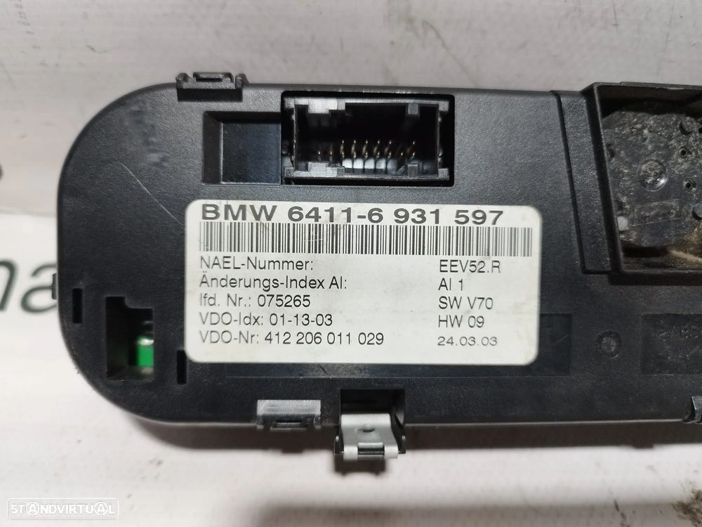 DISPLAY SOFAGEM COMANDO CHAUFFAGE AR CONDICIONADO AC BMW Z4 E85 6973038 075265 - 3