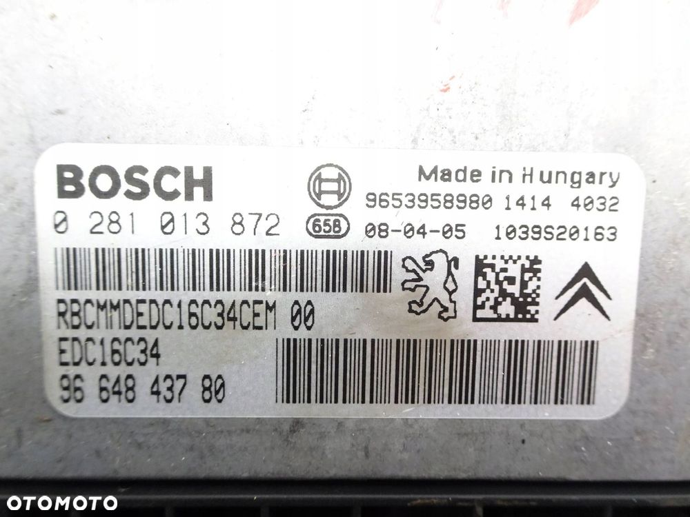 sterownik silnika citroen c5 iii 1.6 hdi 9653958980 - 4