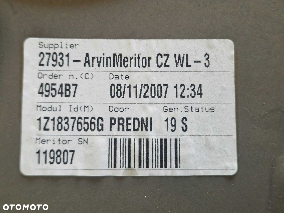 Mechanizm Podnoszenia Szyby Prawy Przód Octavia II 1Z1.837.656.G - 2
